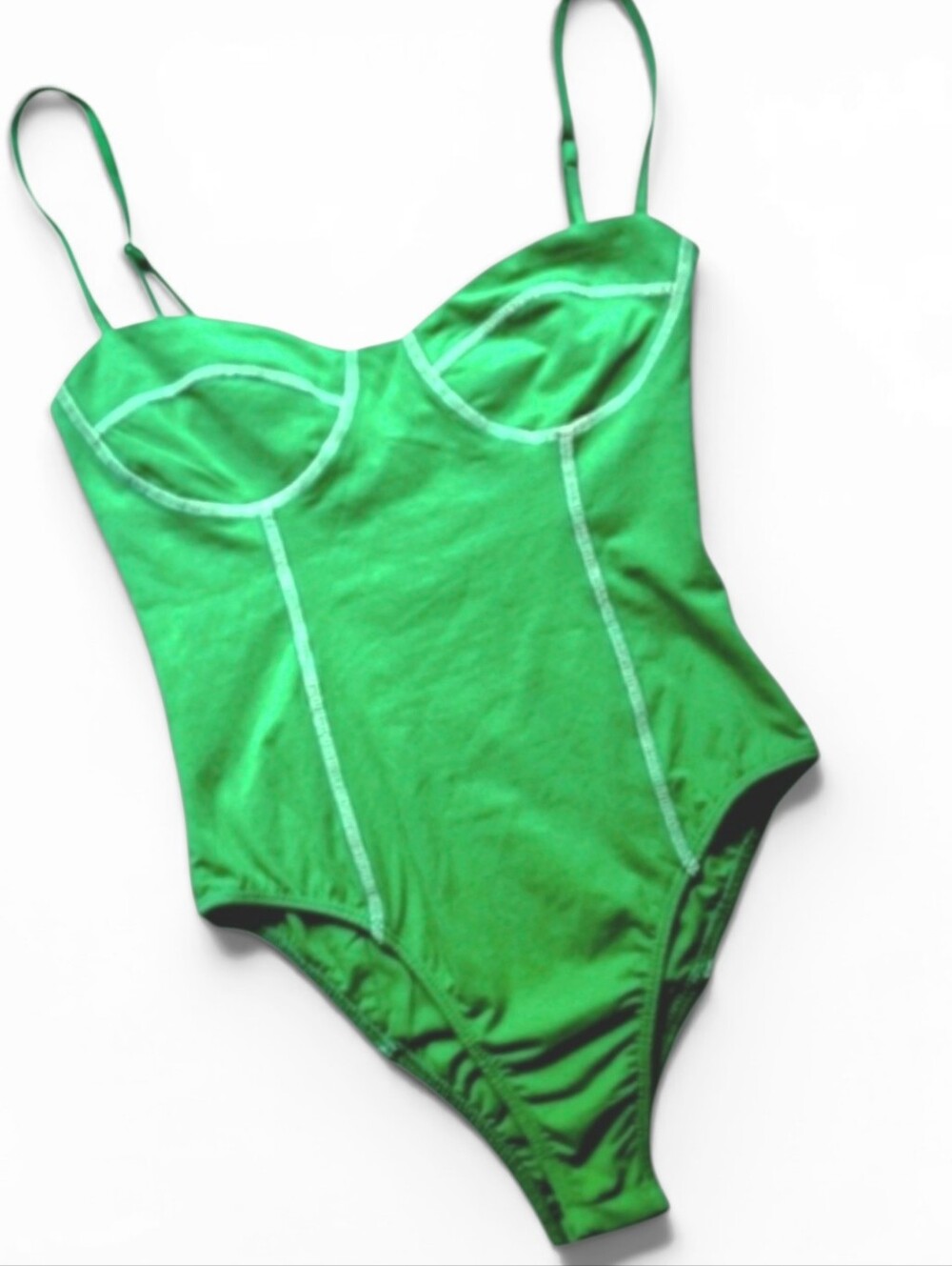 Princess Polly Green Spaghetti Strap Bodysuit 95% Cotton Sz 4 EUC